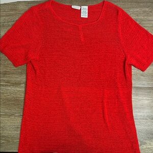 Vintage White Stag Red Short Sleeve Knit Sweater | Lightweight Textured Pullover